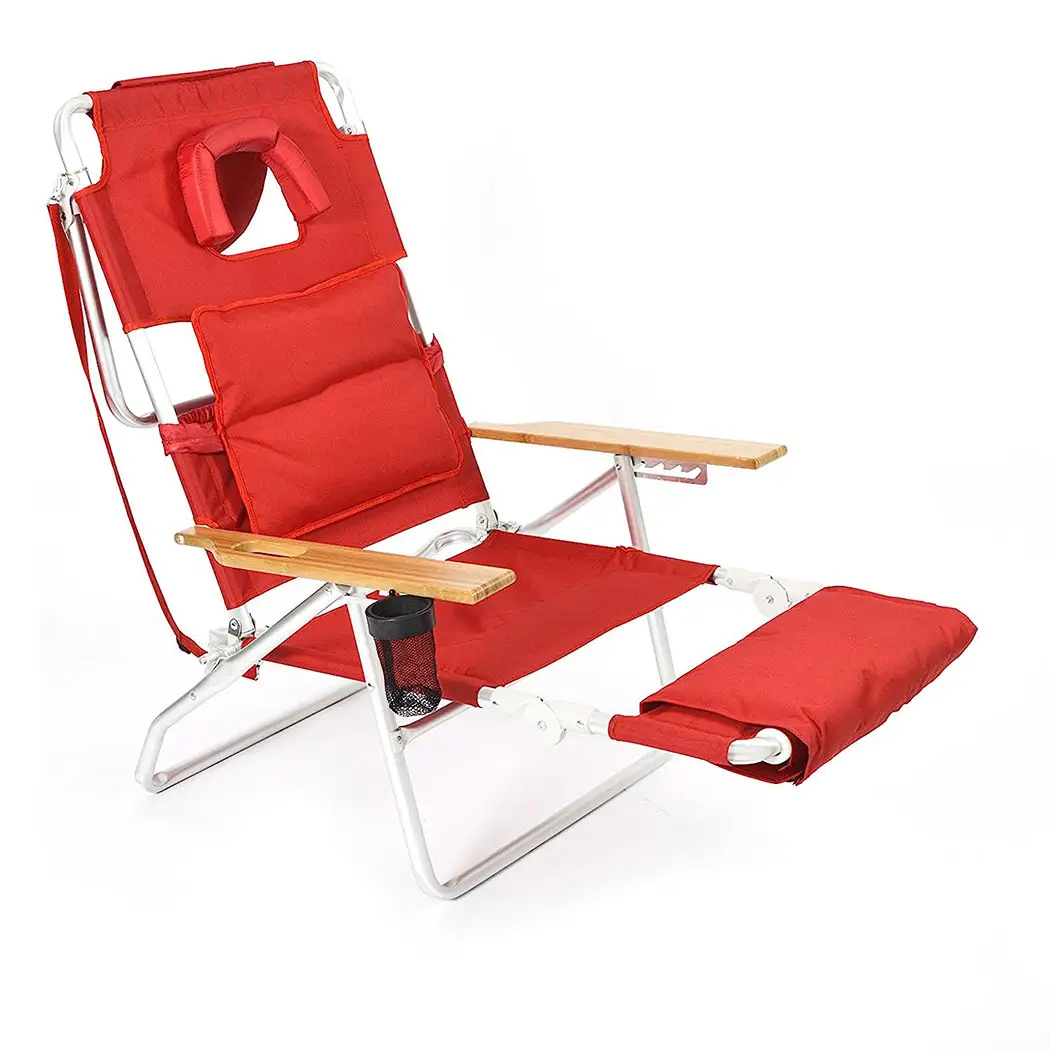 Chaise longue de plage pliante, avec trou pour le visage, chaise de plage pliante avec appui-tête