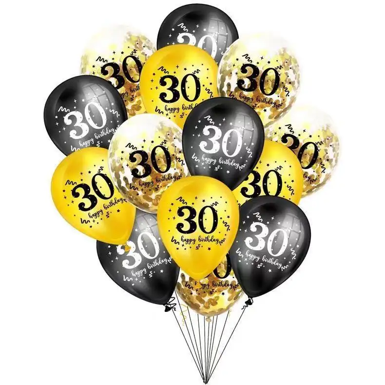 Conjunto de globos con números de cumpleaños para adultos, conjunto de combinación de 30, 40, 50, 60, 70, 80, 12 pulgadas, 2,8g, decoraciones para fiesta de cumpleaños de adultos, 15 por bolsa