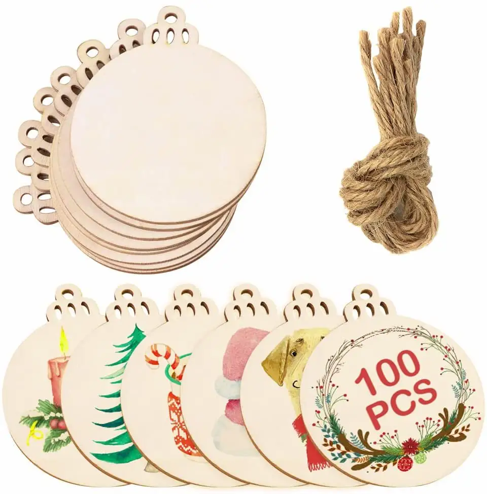 10 pz/pacco ornamento di natale incompiuto ciondoli appesi in legno fai da te decorazioni natalizie per la festa in casa capodanno