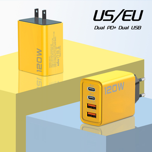 Sarı şarj 120w usb-c 4 port hızlı usb duvar şarj tipi c taşınabilir modülü pd hızlı usb c gan şarj 100w - Product Image 3