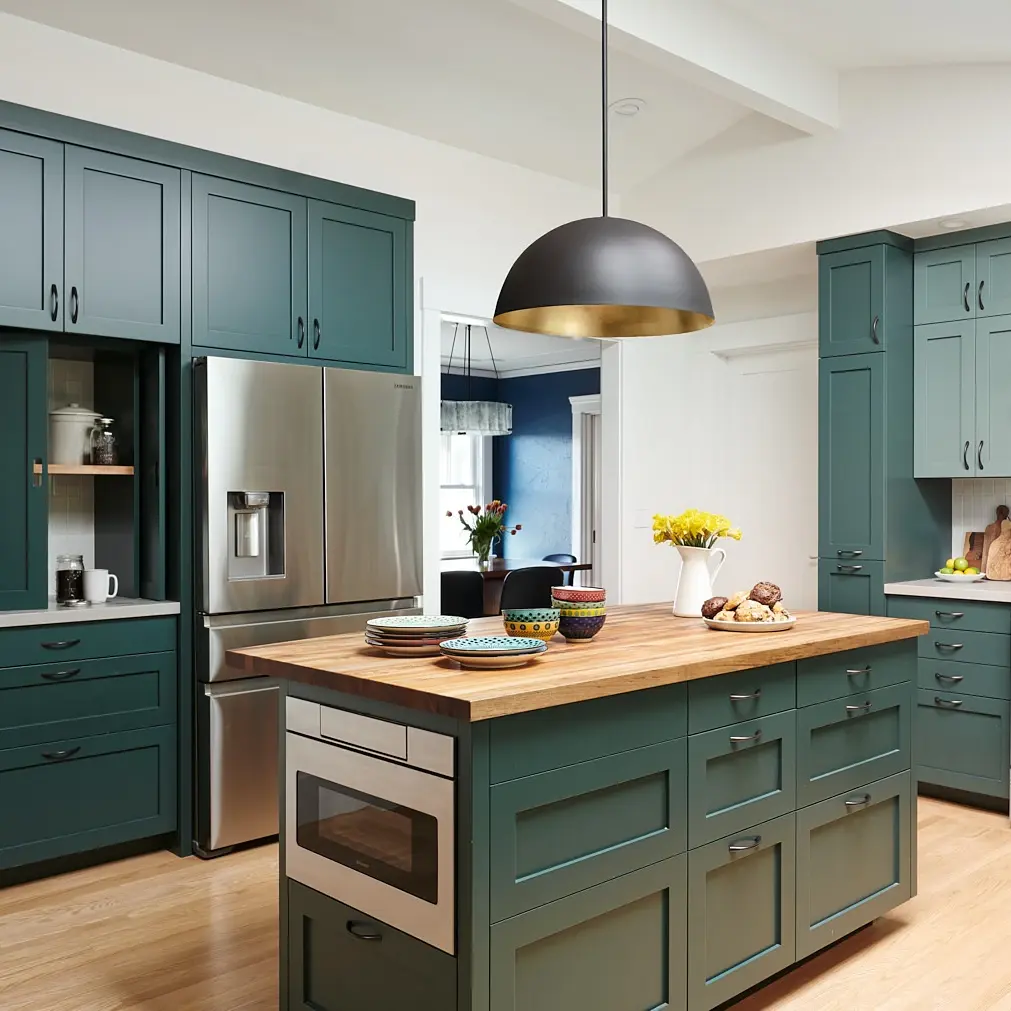 خزانة مطبخ منزلية حديثة بتصميم وحدات مخصصة من cbmmt الأمريكية