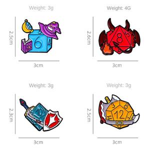 स्मीनिंग पिन राक्षस dice enamel पिन चुड़ैल योद्धा गेम फ्लिप लेपल बैज 666 ढाल धातु ब्रोच मिनी मोक - Product Image 5