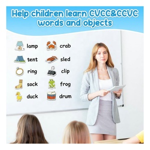 Giochi di parole CVCC & CCVC giochi fonetici, 50 oggetti in schiuma magneti frigo per bambini giocattoli di logopedia per bambini per imparare a leggere - Product Image 6