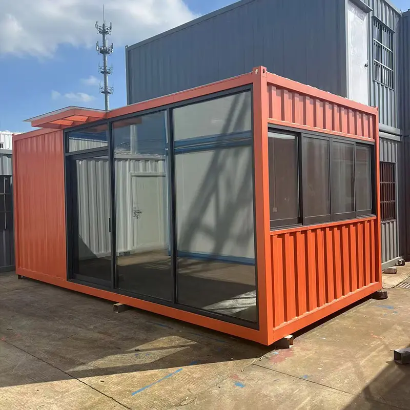 Contenedor de envío casa remolque casa modular pequeñas casas prefabricadas 20 pies casas para tienda de alimentos