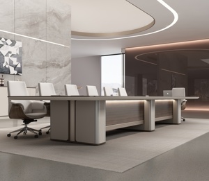 Kích thước lớn sang trọng hiện đại phòng họp nội thất <span class=keywords><strong>v</strong></span>ăn phòng bàn đặt bàn hội nghị <span class=keywords><strong>v</strong></span>ới hộp cáp đa chức năng <span class=keywords><strong>v</strong></span>à dải ánh sáng - Product Image 5