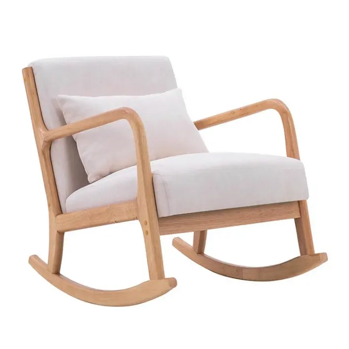 เก้าอี้โยกไม้สไตล์นอร์ดิกยุโรปเก้าอี้มีแขนสำหรับห้องนั่งเล่น
