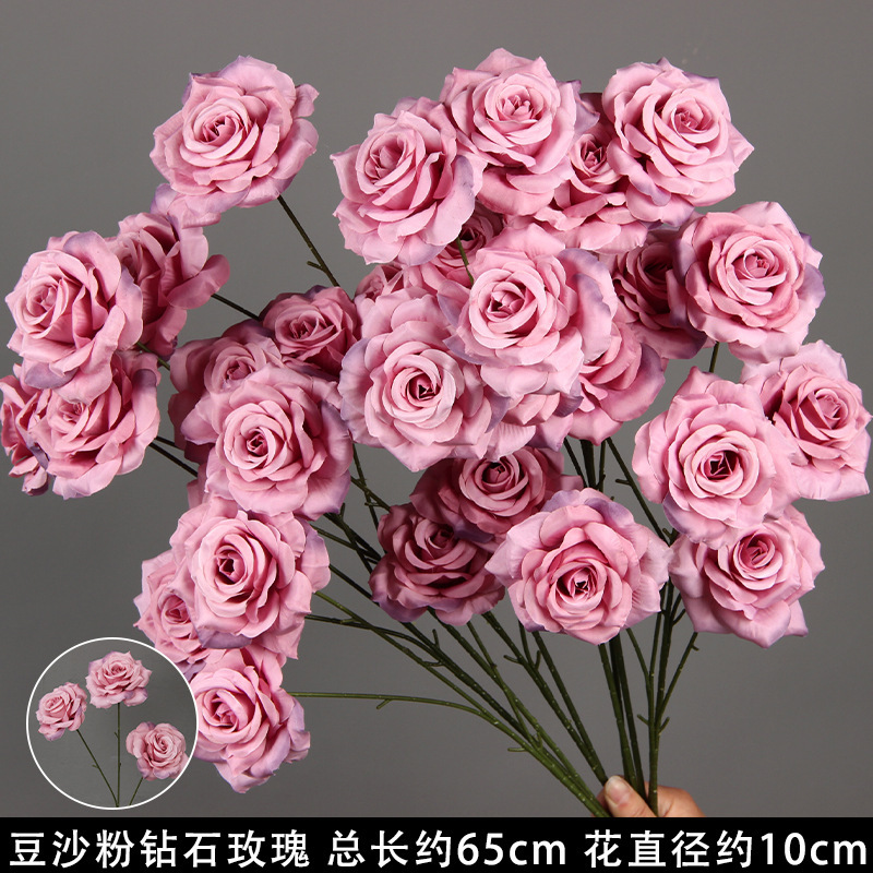 Red bean paste pink 3-piece diamond rose holder