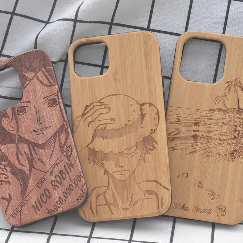 Funda de teléfono de madera de bambú con diseño personalizado, carcasa trasera de madera para iPhone 14, 13, 12, 11, XR, XS