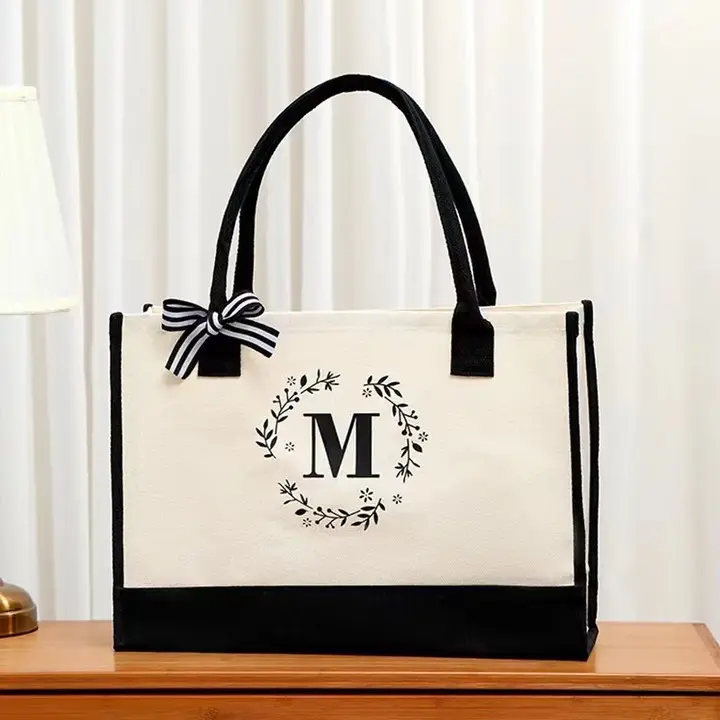 Individuelle individuelle Strandtasche aus Leinwand Monogramm-Geschenk-Tote-Tasche für Brautjungfern und täglichen Gebrauch