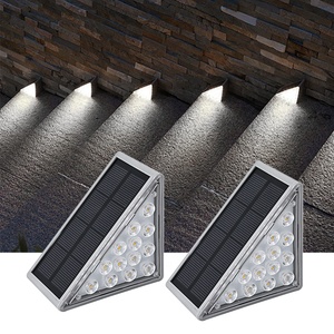 Stairs <strong>Led</strong> Light Auto on Off Solar Step Light White RGB Solid Color Changing Triangle Waterproof Sensor Deck Solar Stair Light - Product Image 1