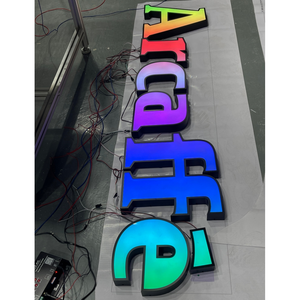 工場直接カスタム屋外ビジネスステンレス鋼RGB LED照明付きチャンネルレターサイン、3D LEDフロントライトレターサイン。 - Product Image 1