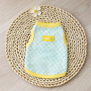 夏用タンクトップチェックボード猫デザインXSからXL 2脚薄い春用コットン犬服 - Product Image 2
