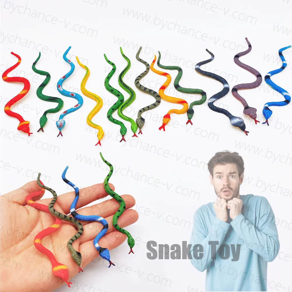 Divertido juguete de fiesta Paquete de 12 diseños lluvia bosque serpientes plástico animal salvaje juguete espeluznante juguete de miedo para bromas prácticas 4,3 pulgadas