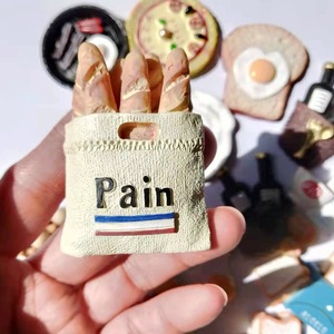 Thực phẩm mô phỏng 3D Yijia: Túi bánh mì, và sữa, chảo rán, bữa sáng, cà chua, nam châm tủ lạnh nhựa, STI từ tính - Product Image 3