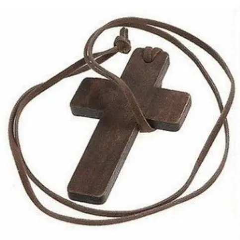 Лидер продаж, деревянное ожерелье с крестом и кожаным шнуром