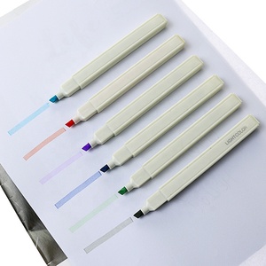Protección ocular Morandi Color 6-color Highlighter Pen Set Square Barrel High Quality Pen Highlighter Marker - Product Image 5