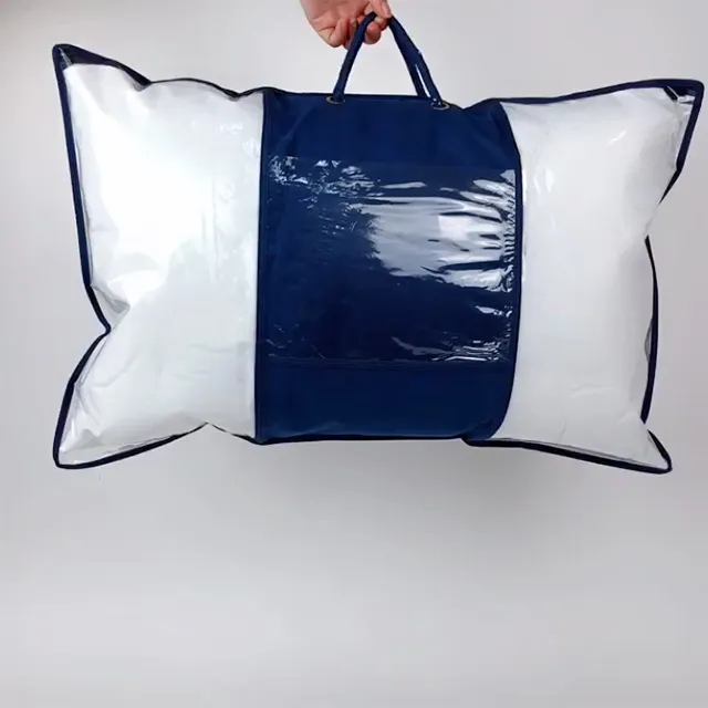 Borsa portaoggetti trapuntata in PVC trasparente personalizzata con manico e cerniera