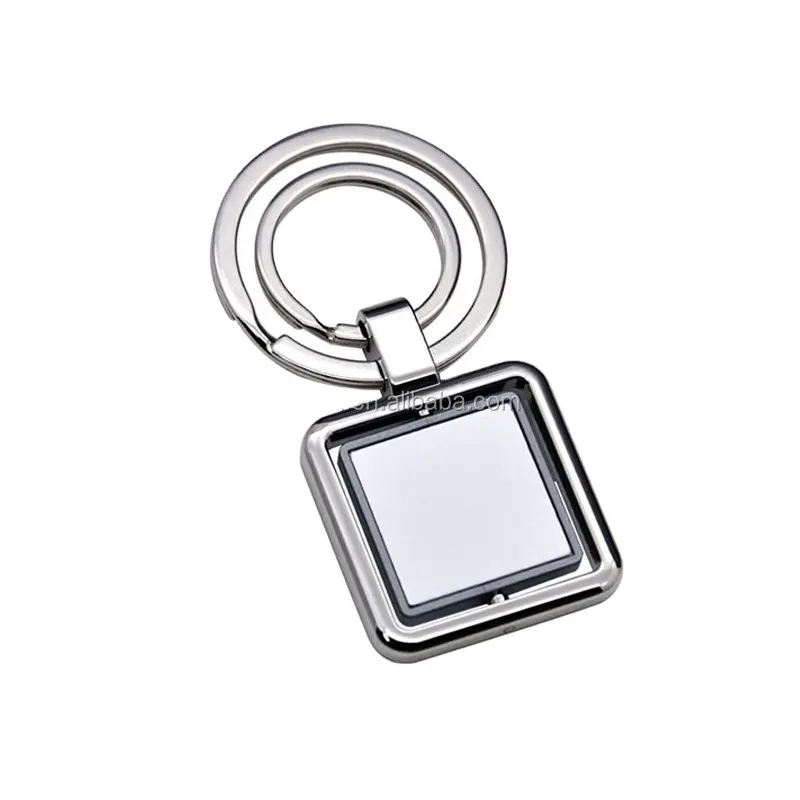 Zinc alloy double rings metal square shape spinner key holder