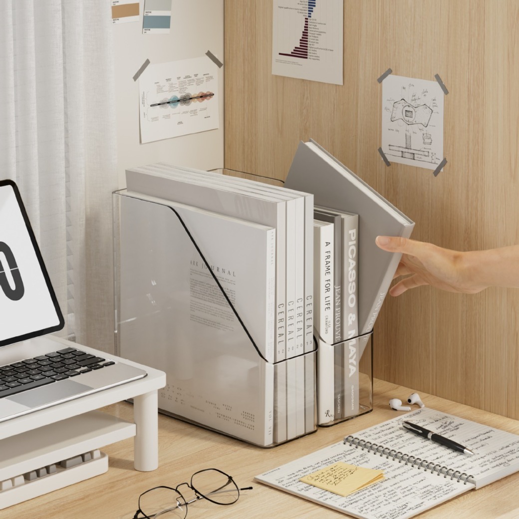 Serre-livres blanc transparent ZT - Deux combinaisons