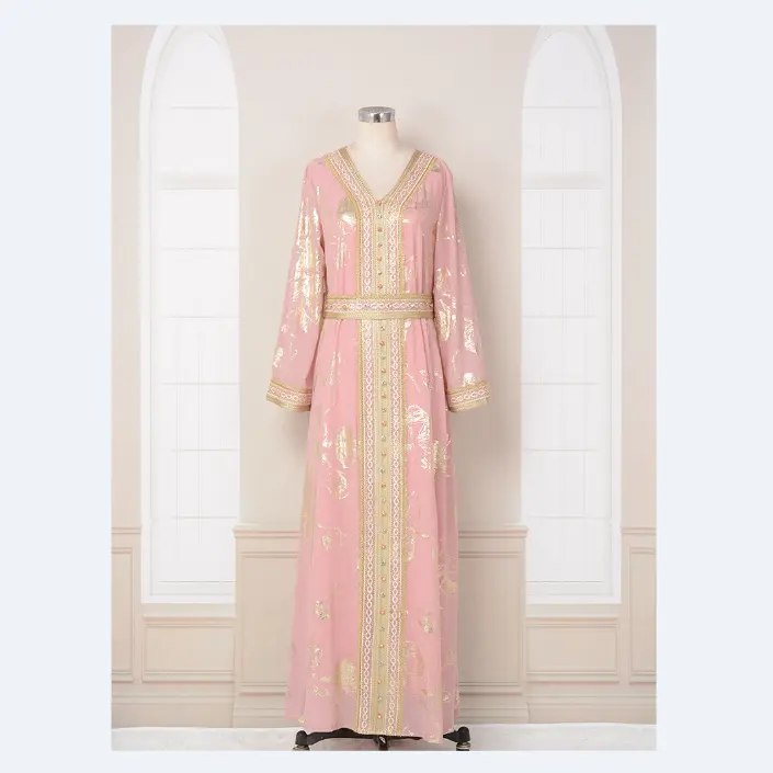 Penjualan laris 2023 gaun Abaya bordir payet etnik gaun wanita Arab Timur Tengah Oman Kaftan Dubai baju Muslim