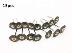15Pcs 25mm/13mm/5/6/8mm Mini <strong>Brass</strong> Steel <strong>Wire</strong> <strong>Brush</strong> <strong>Polishing</strong> <strong>Wheels</strong> Full Kit for Rotary Tools