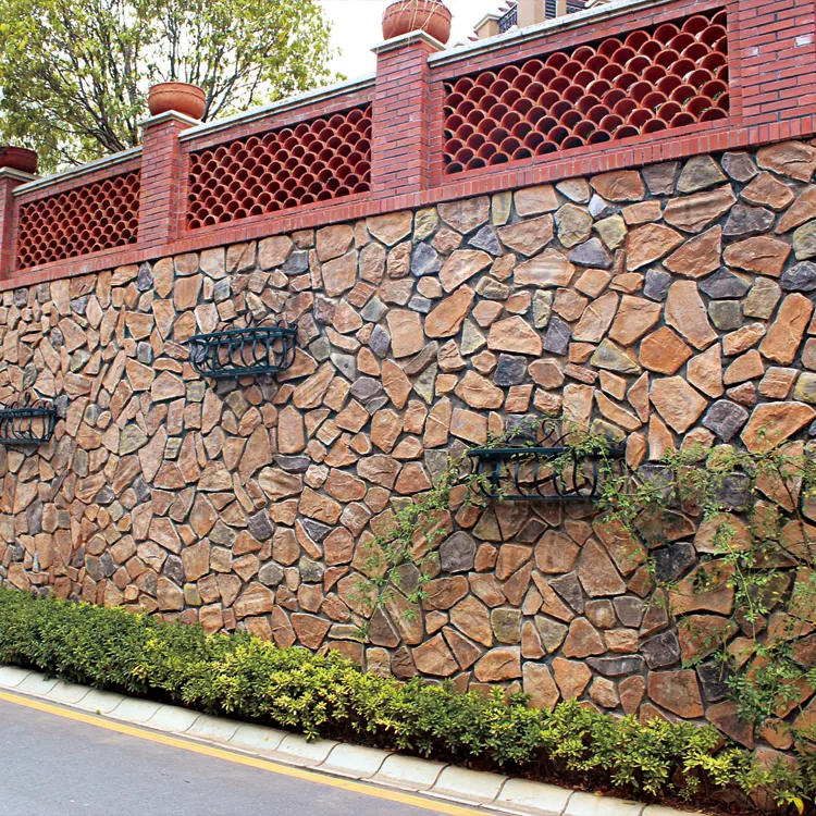 Piedra travertine artificial de imitación de piedra caliza, superficie dividida para revestimiento de pared interior y exterior, decoración de paisaje