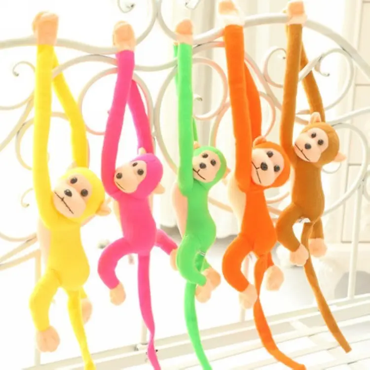 Macaco de pelúcia com braços longos e voz de 60 cm, brinquedo de pelúcia para bebês, brinquedo de pelúcia para recém-nascidos, macaco de pelúcia