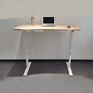 Dual Leg 2-Stage Pneumatic Adjustable Height Home/Office/Study <strong>Computer</strong> Lifting Desk Modern Design with Iron &amp; MDF Materials - Product Image 3