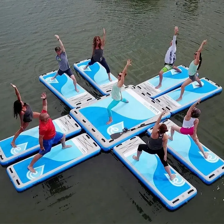230X90cm Drop Stitch Fibra Retângulo Água Fitness Esteira Flutuante Inflável Yoga Board