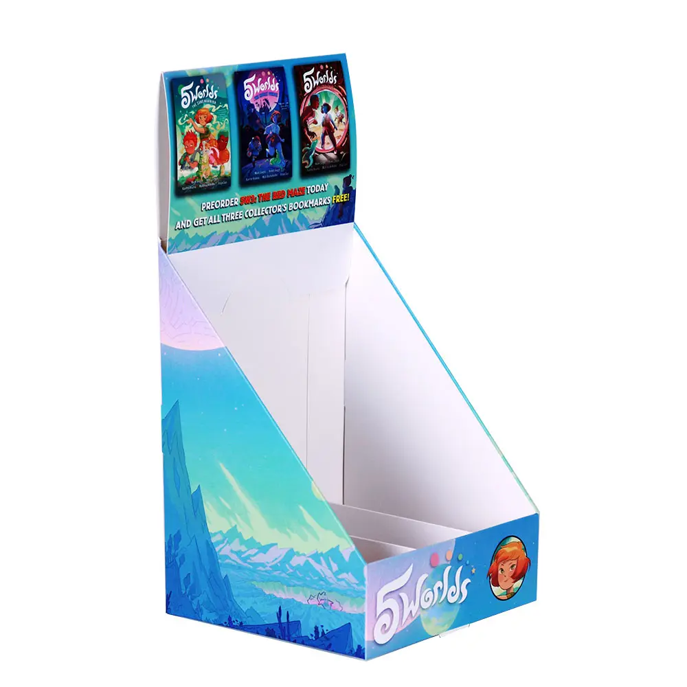 Custom print table top Children books bookmark retail cardboard display stand cheap counter graphic novel display box wholesale
