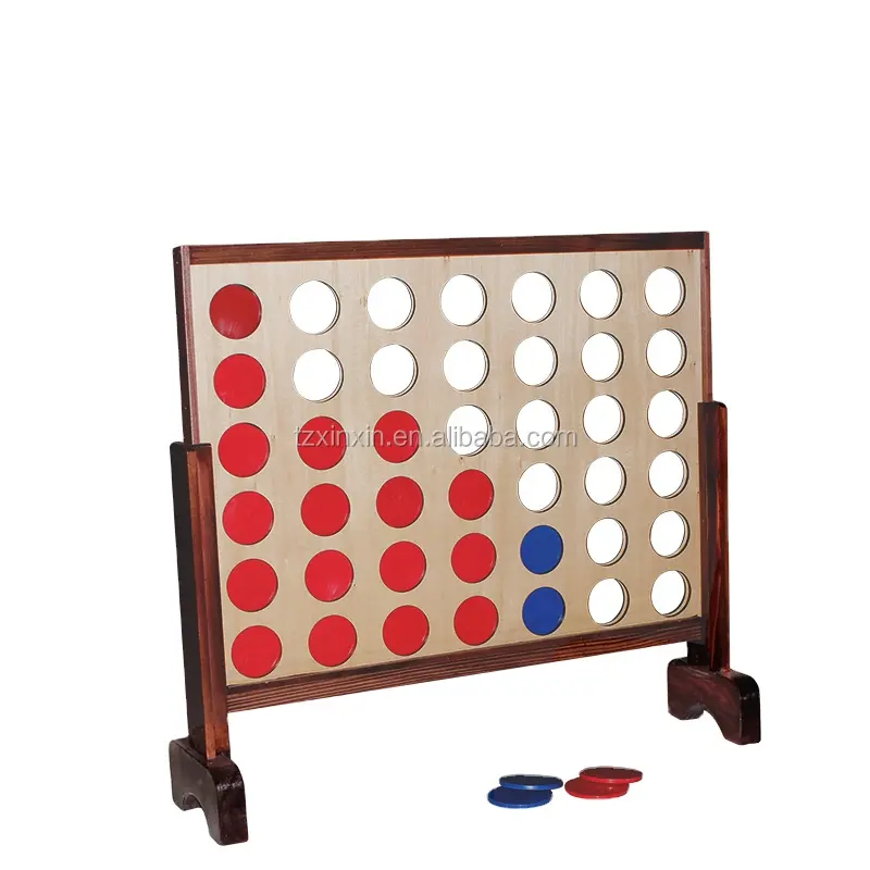 Tamanhos personalizados e cores disponíveis largura gigante madeira 4 em uma fileira jogo jumbo 4 diversão familiar com moedas caso e regras