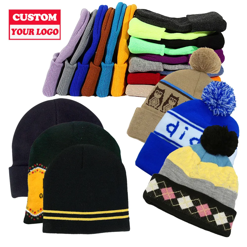 Fabricante OEM logotipo personalizado bordado multicolor bloque invierno sombreros bebé algodón tejido Beanie gorras