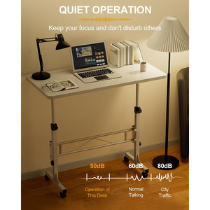 Small Adjustable Height Standing <strong>Computer</strong> Desk Portable <strong>Rolling</strong> Desk with Wheels Sit Stand <strong>Table</strong> for Mobile Devices - Product Image 4