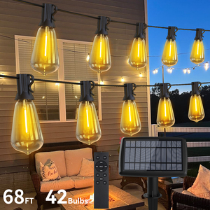 ST38 Cadena de Luces Solar Cadena de Luz Festoon Bombilla <span class=keywords><strong>LED</strong></span> Cadena de Luz Solar Exterior Impermeable Jardín Colibrí Puerto de Carga USB