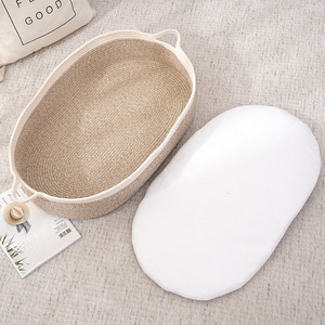 Xách Tay Có Thể Gập Lại Bông Sợi Dây Thừng Bé Giỏ Phòng Khách Nhà Bếp Bện Giường Ngủ Trẻ Sơ Sinh Cradle Loại Lưu Trữ Giỏ - Product Image 3