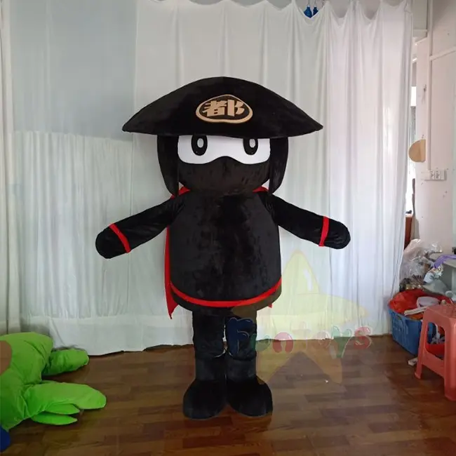 Funtoys personalizado dibujos animados negro Ninja Cosplay disfraz los personajes mascota adultos disfraz de felpa