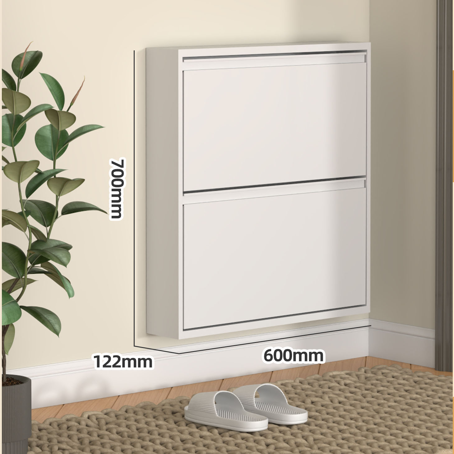 Armoire à deux seaux blanc muet de 12 cm de largeur 600