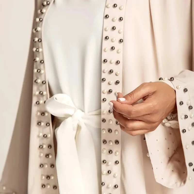 Pamuk arapça beyaz Femmes Modern jiljilmoda lüks türk arap kadınlar Abayas başörtüsü müslüman elbise Dubai 2024