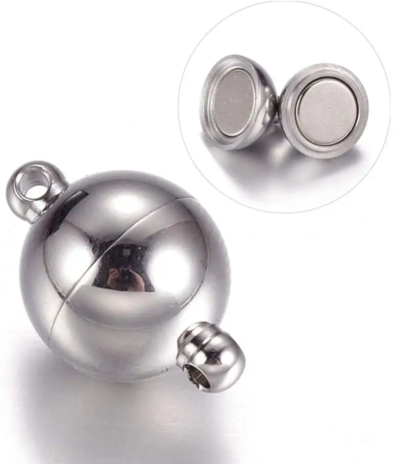 Stainless Steel Jewelry Netic Clasps Round Mag Ball End Clasps for Jewelry Bracelet Necklace Making