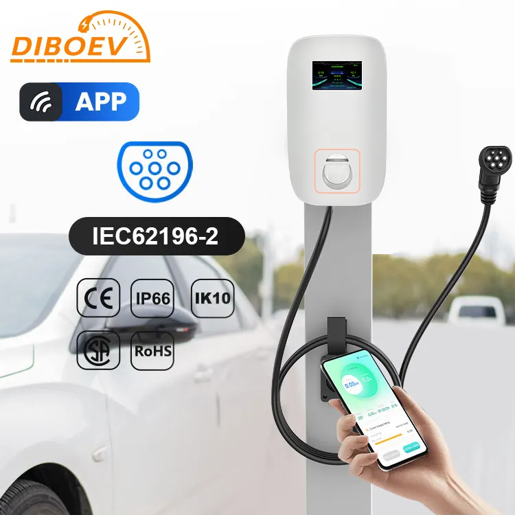 DIBOEV EV Charger 7/11/22KW 1/3 Phase Level3 16/32A OCPP APP 4G Type1/2 GB/T Wallbox AC Electric Car Charger EV Charging Station