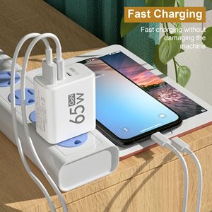 Mat kare 1U + 2PD çok portlu elektrik şarj cihazı EU ab/abd standart 65W çıkış gücü - Product Image 4