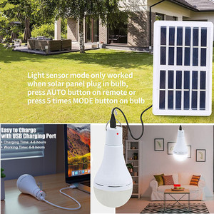 Outdoor <strong>4</strong> Modes Lighting Sensor USB Rechargeable or Solar Powered Light <strong>LED</strong> Bulb with Remote <strong>Timer</strong> for Indoor Outdoor Camping - Product Image 4