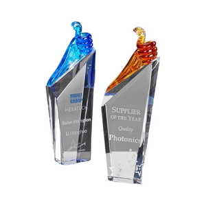 Creative Custom Annual <strong>Awards</strong> Commemorative Pin Crown Outstanding Staff Medal Custom Mountain Crystal Glass Trophy Custom - Product Image 1