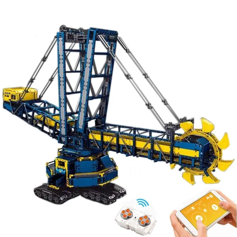 Cubo de juguete para niños, rueda excavadora, bloques de construcción, regalos de cumpleaños y Navidad, molde King, alta tecnología, 17006