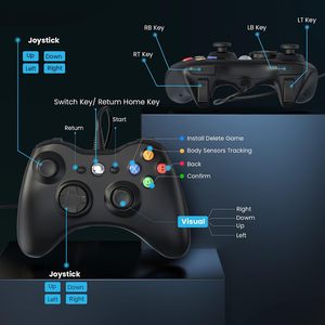 จอยสติ๊กเกมจอยสติ๊กแบบมีสายระบบสั่นคู่สำหรับ Microsoft Xbox 360 Xbox360 x 360 X360พีซีแบบบางชนะ7 8 10 11 - Product Image 2