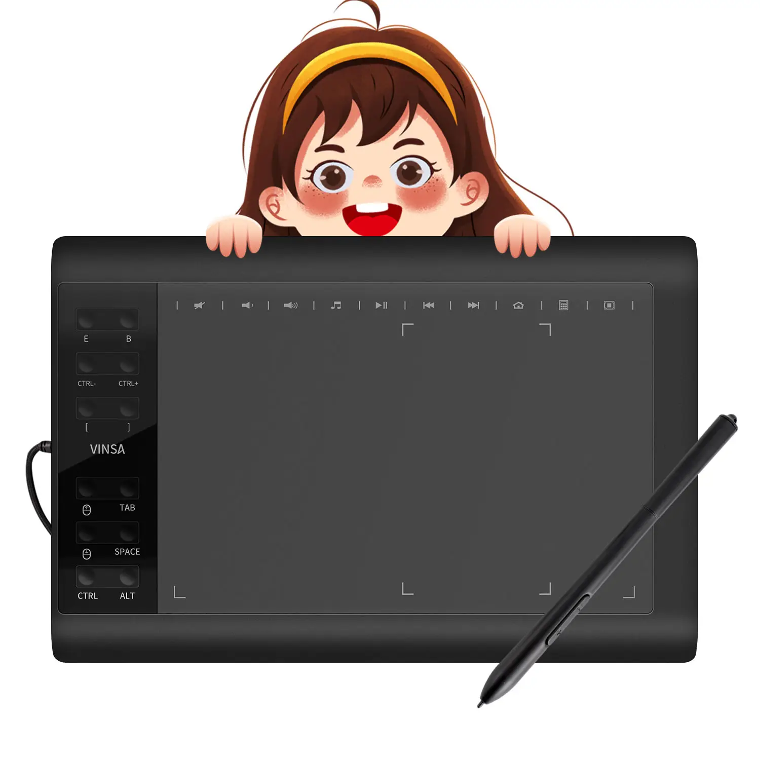 Vinsa 1060Plus tablette numérique grande surface de dessin pour illustrateur avec stylet Emr tablette graphique