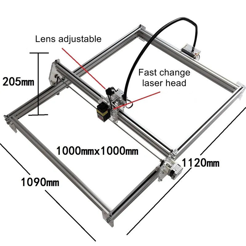 LY Blue Violet M1 Mini macchina per incisione Laser 500mw 1000mw 2500mw 10W Laser altezza regolabile intaglio dimensioni 100*100CM