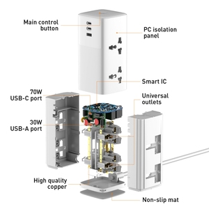 LDNIO SC4383 kule uzatma kurşun 4 yollu 10A 3 USB portları uzatma kablosu çok fiş uzatma soket dalgalanma koruması güç şeridi - Product Image 2
