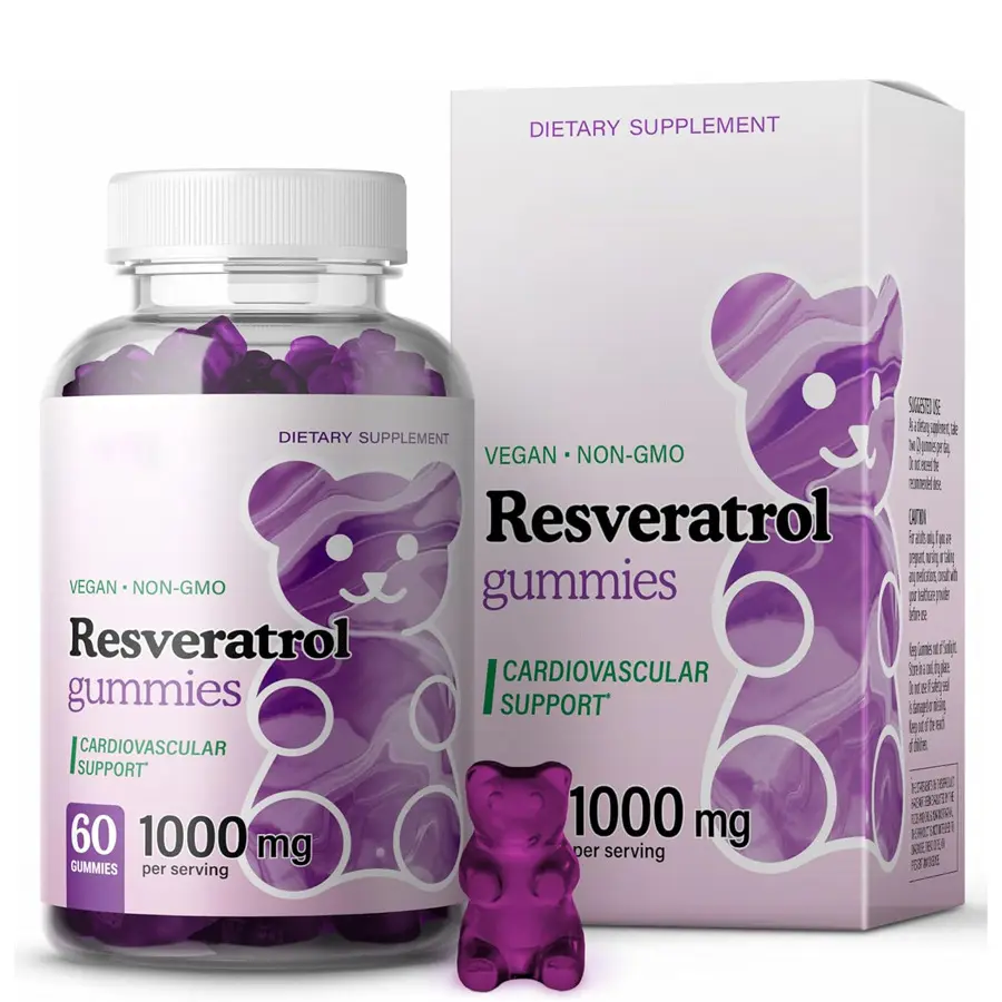 Suplemento natural de resveratrol 1000mg Gomas do OEM contra o envelhecimento Suporte antioxidante para sistema imunológico