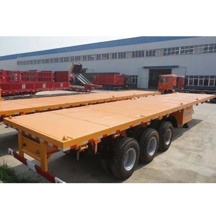 80Ton Eje de carga útil Cama baja Semi Lowboy Heavy Duty Lowbed Flat Bed Semi Remolque con rampa hidráulica